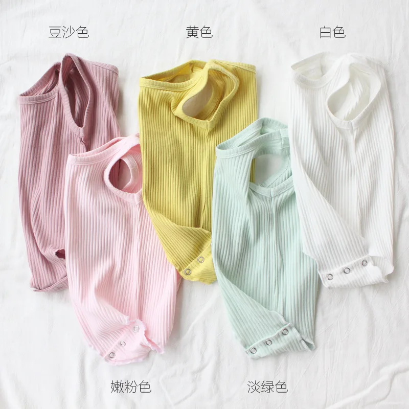 Летние трикотажные Комбинезоны для маленьких девочек Хлопковая одежда