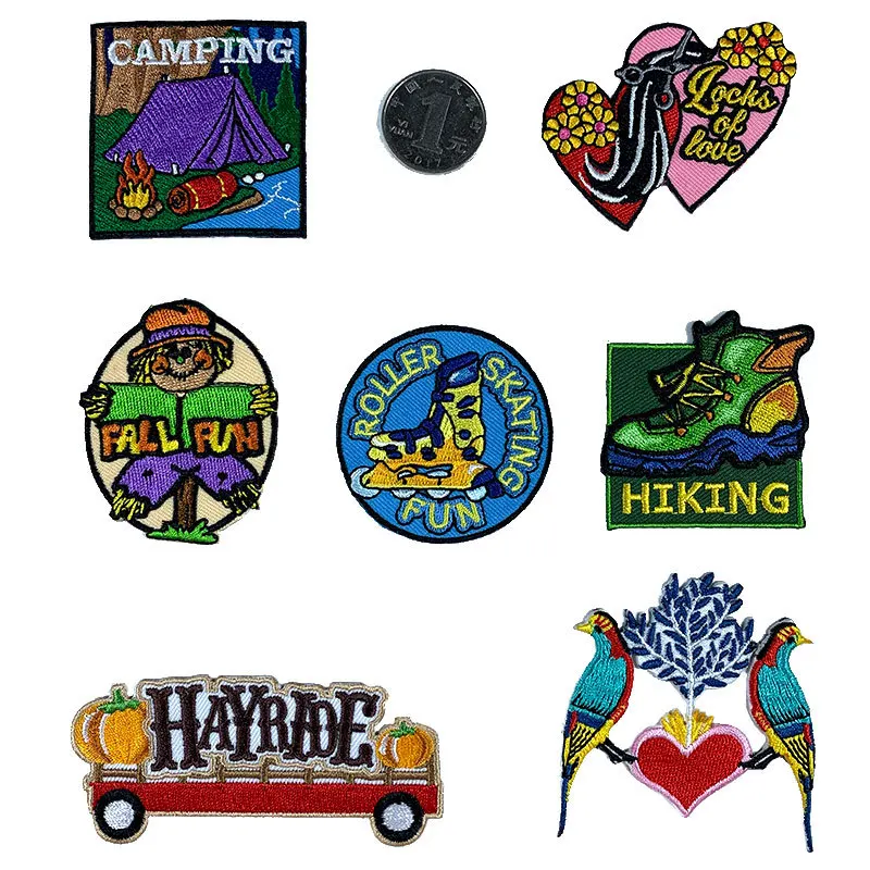 Нашивки с радужным сердцем для кемпинга автобуса птицы вышивкой аппликация