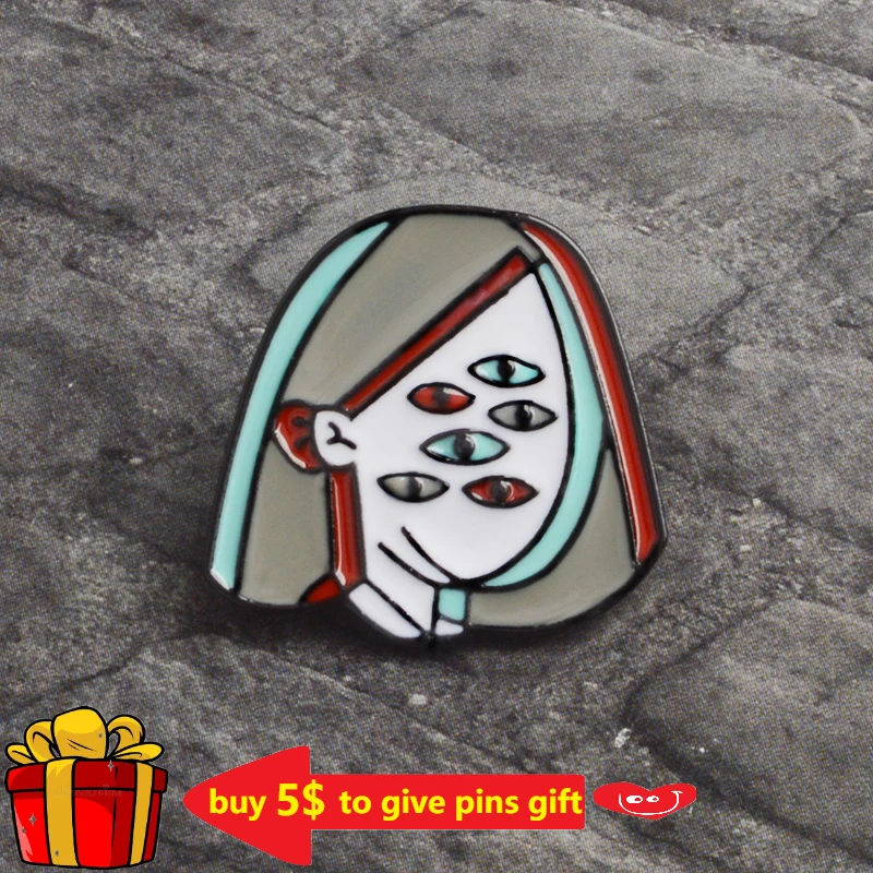 Эмалированная булавка для портрета лица темная школьная форма девушки песчаный