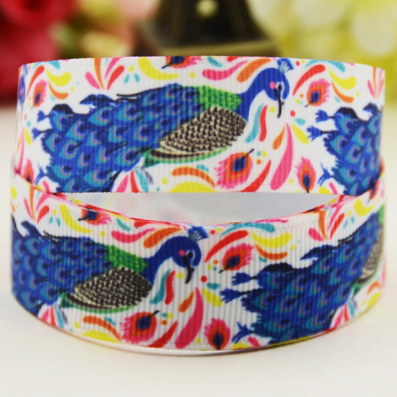 22 мм 25 38 75 Павлин мультфильм печатных Grosgrain ленты вечерние свадебные украшения 10