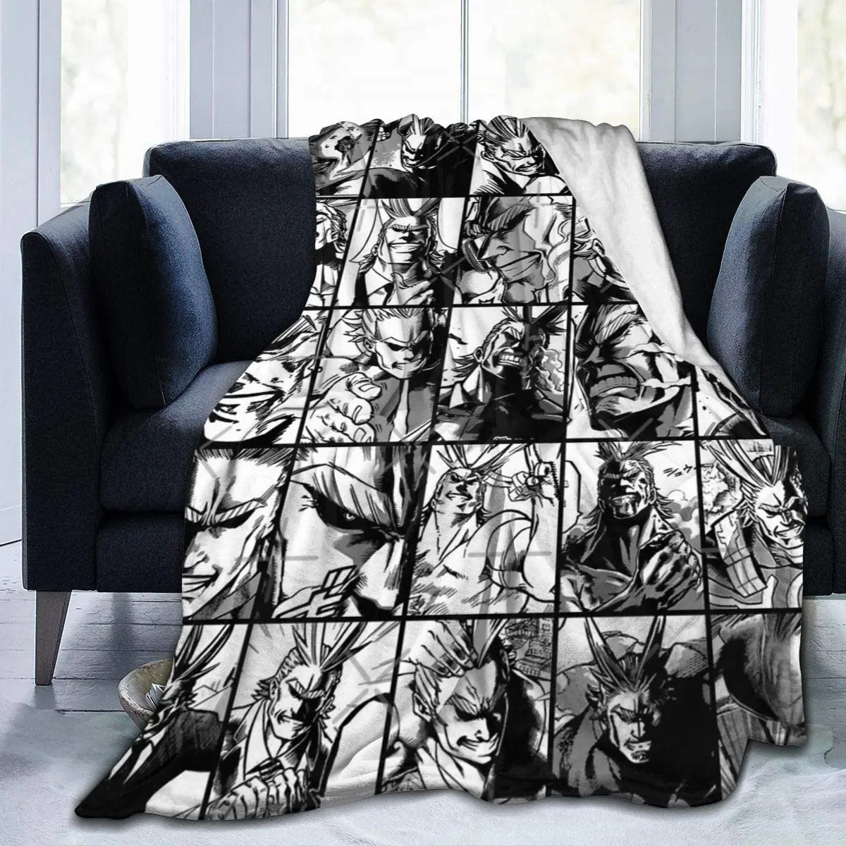 

Флисовое одеяло с коллажем из аниме All Might, пушистые теплые Пледы для зимнего постельного белья, кушетки и плюшевый Декор для дома, подарок