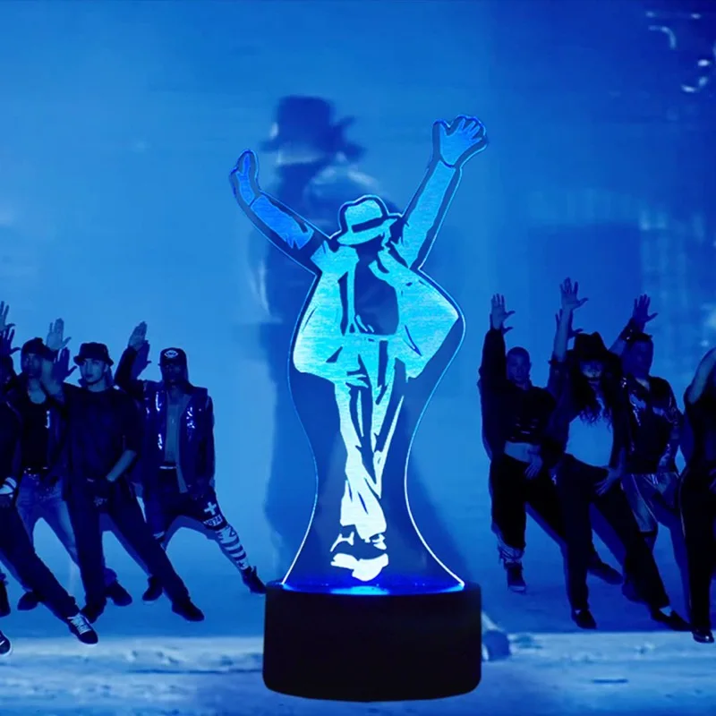 

Super Star Michael Jackson Acrylic Figure 3D Illusion Lamp LED Color Change Night Light Fans Creative Gift Bedroom Anime Decor