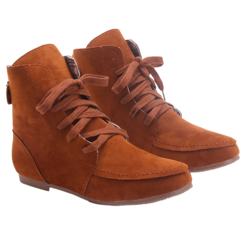 Ботинки женские зимние модные ботильоны на плоской подошве ботинки в байкерском