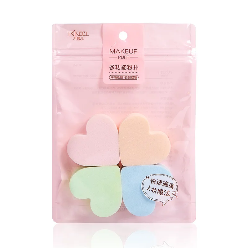 4 шт./компл. макияж губка сердце Форма безлатексный Материал косметический слойка