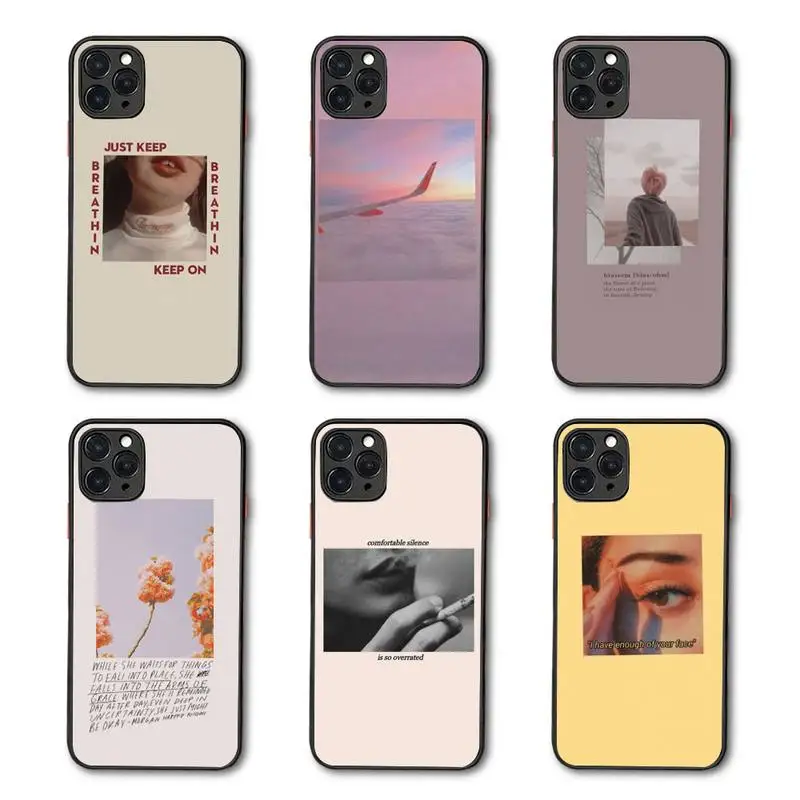 

Fashion aesthetic text pictures Phone Case Matte Transparent for iPhone 7 8 11 12 s mini pro X XS XR MAX Plus coque