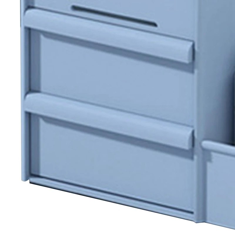 

Blue Makeup Desk Cosmetic Storage Box Organizer with Drawers for Dressing Table