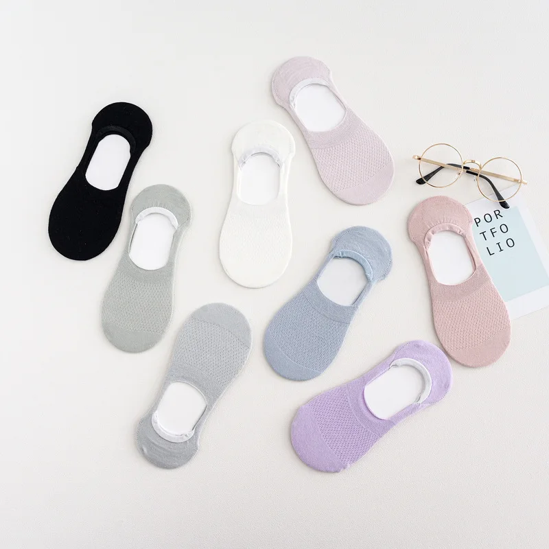

5 Pairs Pack Fashion Cute Women Summer Candy Color Socks NonSlip Invisible Socks Japanese Style Cotton College Girl Lot Socks
