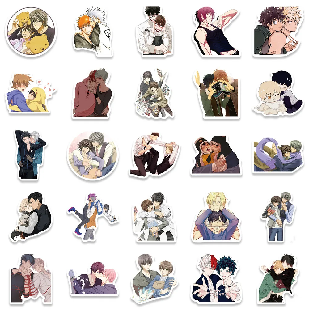 103050pcs gay bl boys love anime stickers cartoon decals skateboard laptop guitar suitcase motorcycle waterproof sticker toy free global shipping