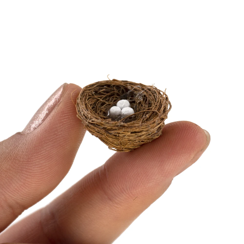 

1Pcs 1/12 Dollhouse Miniature Accessories Mini Bamboo Bird Nest Simulation Model Toys for Doll House Decoration