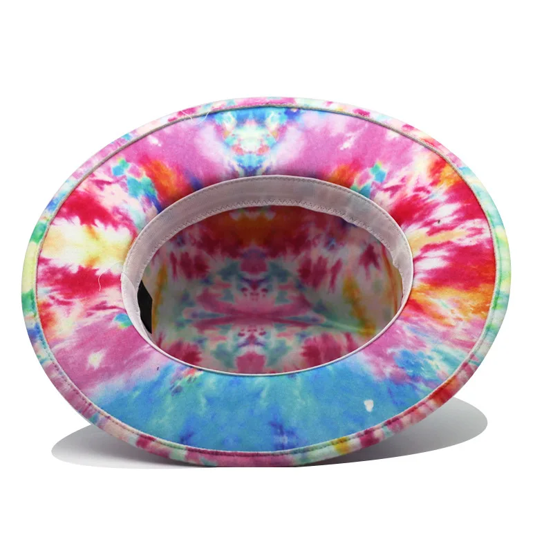 

Double-sided Ink painting Wool Tie dye Jazz Fedora Hats Trendy Men Women Felt Hat Formal Dress Wedding Panama Trilby Party Cap