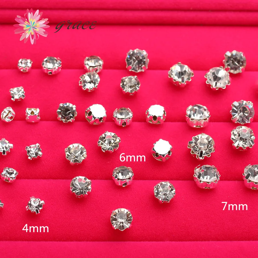 100 шт./лот 4/6/7 мм стразы камень с когтями цвета: золотистый Серебристый покрытием