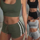 Комплект из 2 предметов, сексуальные бесшовные комплекты для йоги, женский спортивный бюстгальтер без рукавов, спортивная одежда с высокой талией, костюм для фитнеса, для спортзала, 2 шт., серый, черный, зеленый