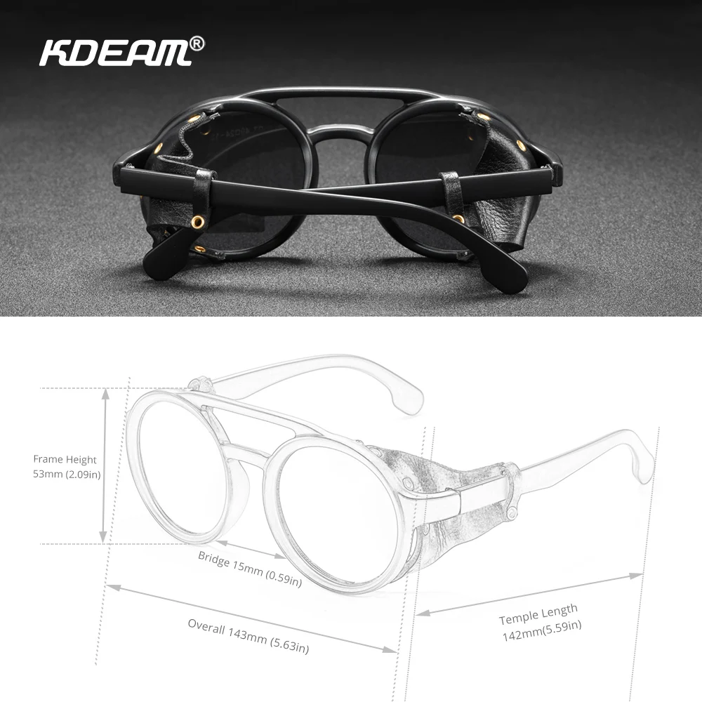 Мужские и женские круглые солнцезащитные очки KDEAM винтажные затемненные с