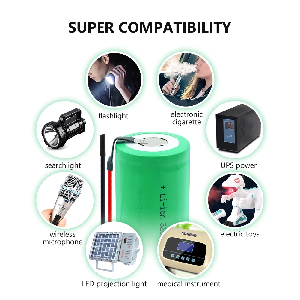 

New High Quality 3.7V 32650 Li-ion Lithium Battery Backup Power With Wires 8200mAh Rechargeable Batteries For Toy Instrument