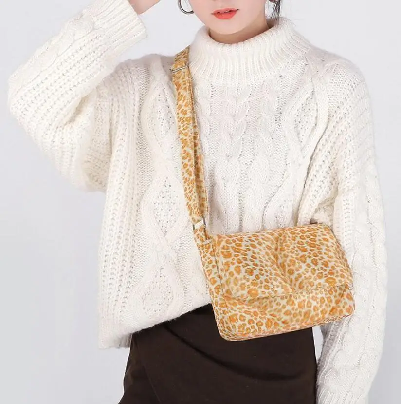 Меховая сумка с животным принтом леопардовая для женщин зимние теплые сумки