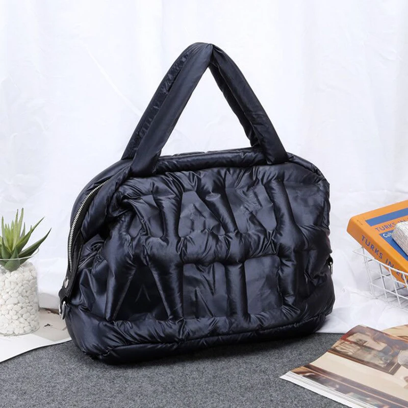 

Space Cotton Air Bag Portable Shoulder Bag Down Handbag Women Bag Feather Down Bag For Women Winter Luxury Designer Handbag Tote