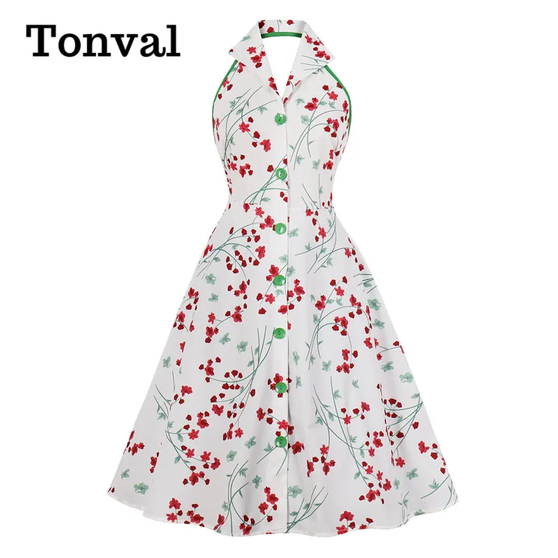 Тонвал Цветочный принт в винтажном стиле Одежда для малышек Sexy Холтер Летний