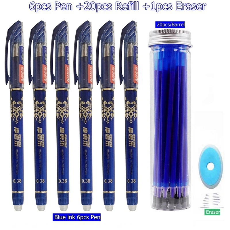 D-27pc-Set-Blue ink 27 шт./компл. со стирающимися чернилами гелевая ручка синие чернила 0,5 мм моющиеся ручка милые ручки пополнения стержни для школы ручка пишущие инструменты симпатичные канцелярские принадлежности - Цвет: D-27pc-Set-Blue ink