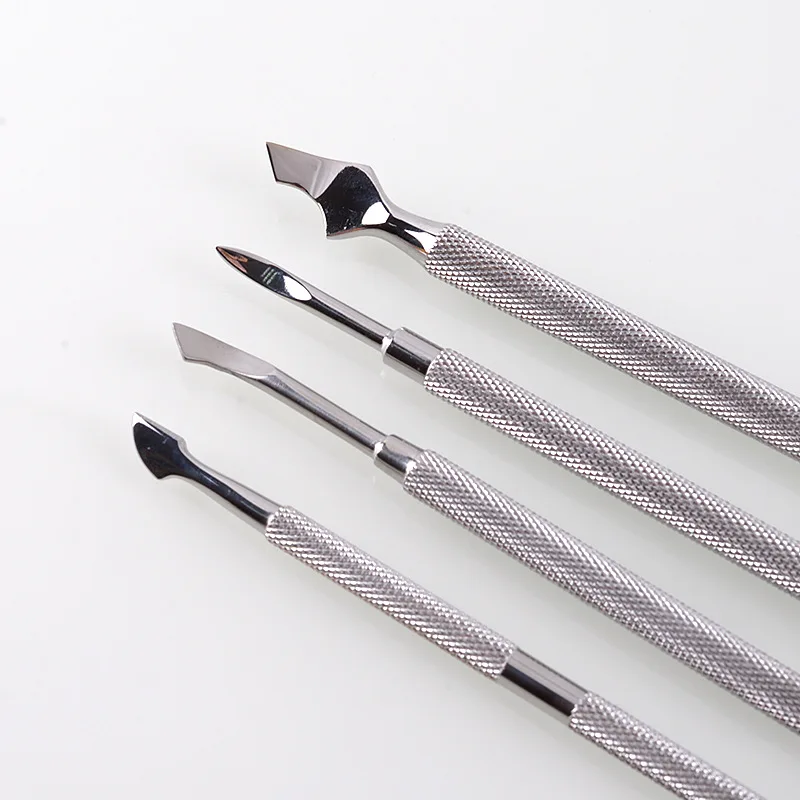 Silver Dual-ended Nail Cuticle Pusher Dead-skin Remover Rainbow Stainless Steel Nail Art Tool
