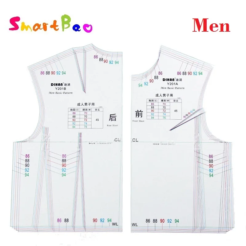 1:1 Men's Clothing Prototype Template Full Scale Women Fashion Design Ruler Pattern Making Tool