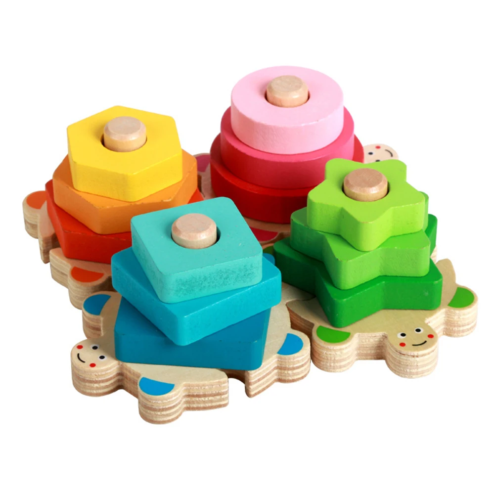 

Wooden Stacking ToysWooden 3D Toys Childhood Learning Kids Baby Colorful Woo Tasteless Shape Sorter Puzzle Education Toy for Kid