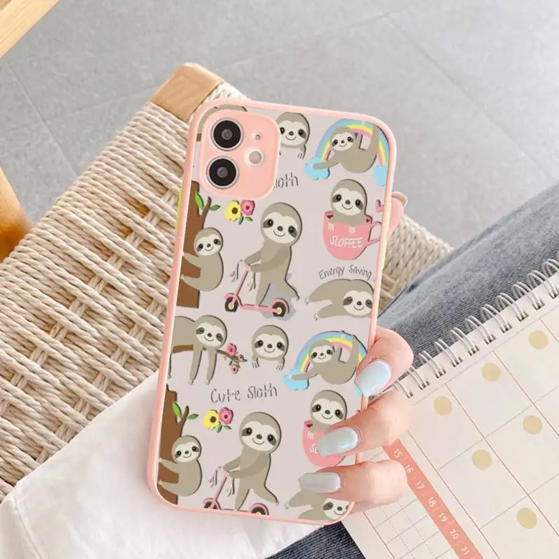

Cute Animal sloth Phone Case Matte Bumper For iphone12 11 Pro Max X XS Max XR 7 8 Plus 12mini Translucent Cover