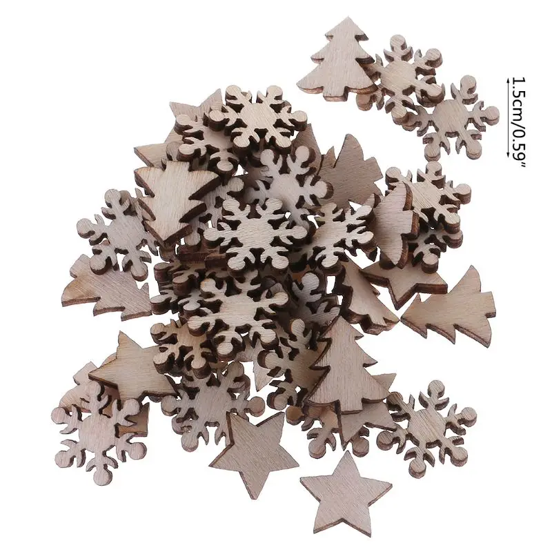 50 шт. лазерная резка деревянные украшения зимний Деревянный фестиваль