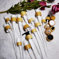wholesale 100 pcslot glass dropper bottle natural bamboo cap for essence massage face oil aromatherapy liquid container lid