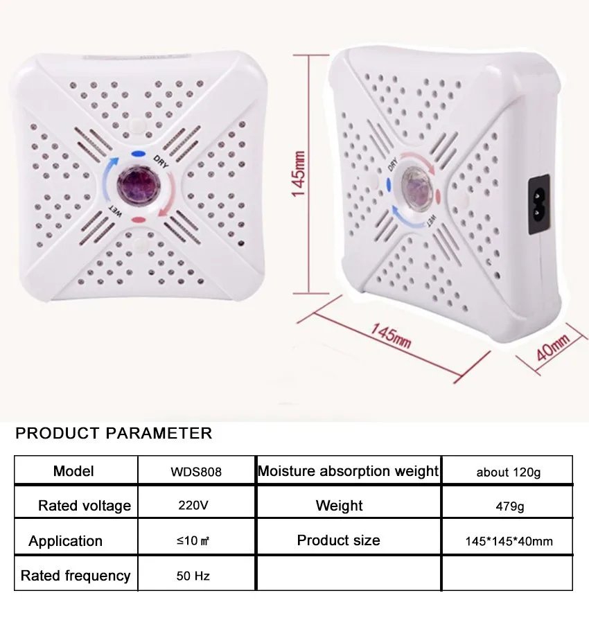 

Reusable 220V 35W Mini Desiccant Electric Dehumidifier Moisture Absor Clothes Wardrobe Dryer No Replacement Air Drying Machine