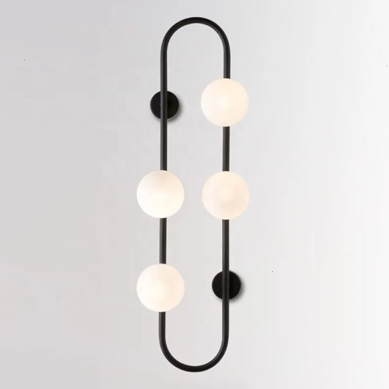 Nordic postmodern design sconces light Simple strip glass modern wall lamp Ins wind blue white gray lights for home | Лампы и