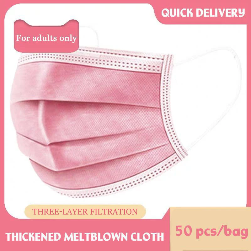 

Pink Disposable mascarilas In Stock Mask Mondmasker Earloop Face Mouth Masks Mouth Non-woven Melt Blown 3-layer Mascarilla