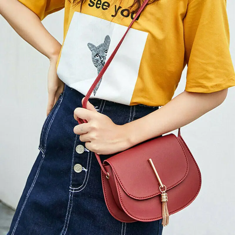 

Fashion Women Small Crossbody Bag Ladies Girls PU Leather Shoulder Tassel Handbag Purse Messenger Bags