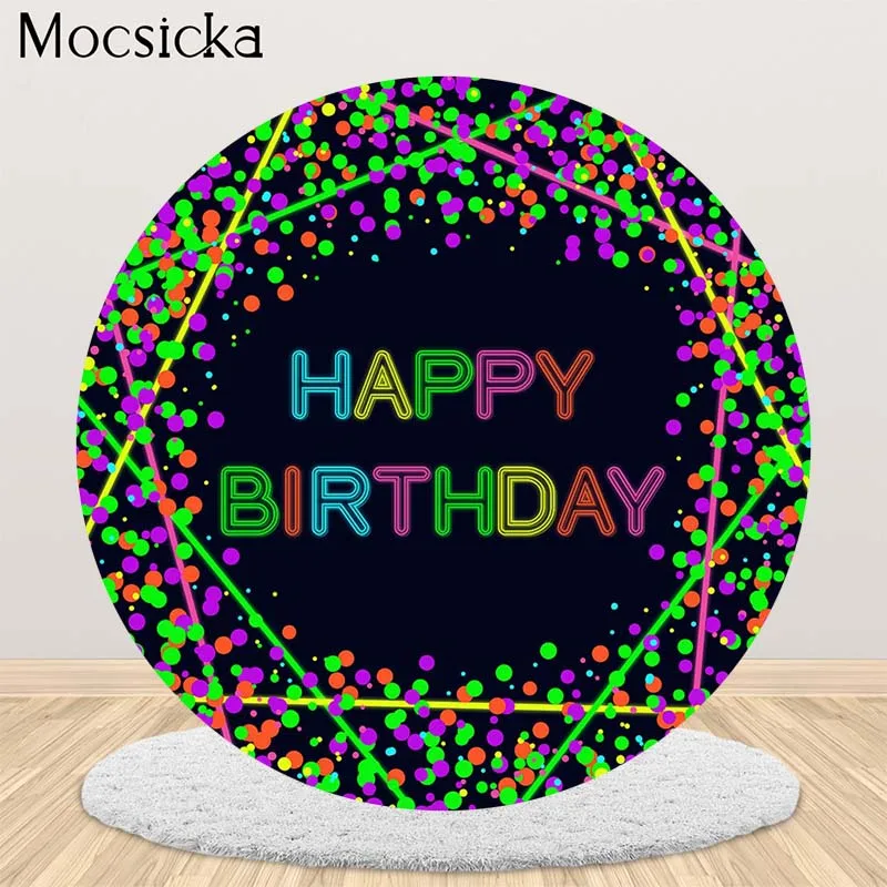 Светящиеся неоновые на день рождения Круглый Кулон покрытый фоны для фотографии