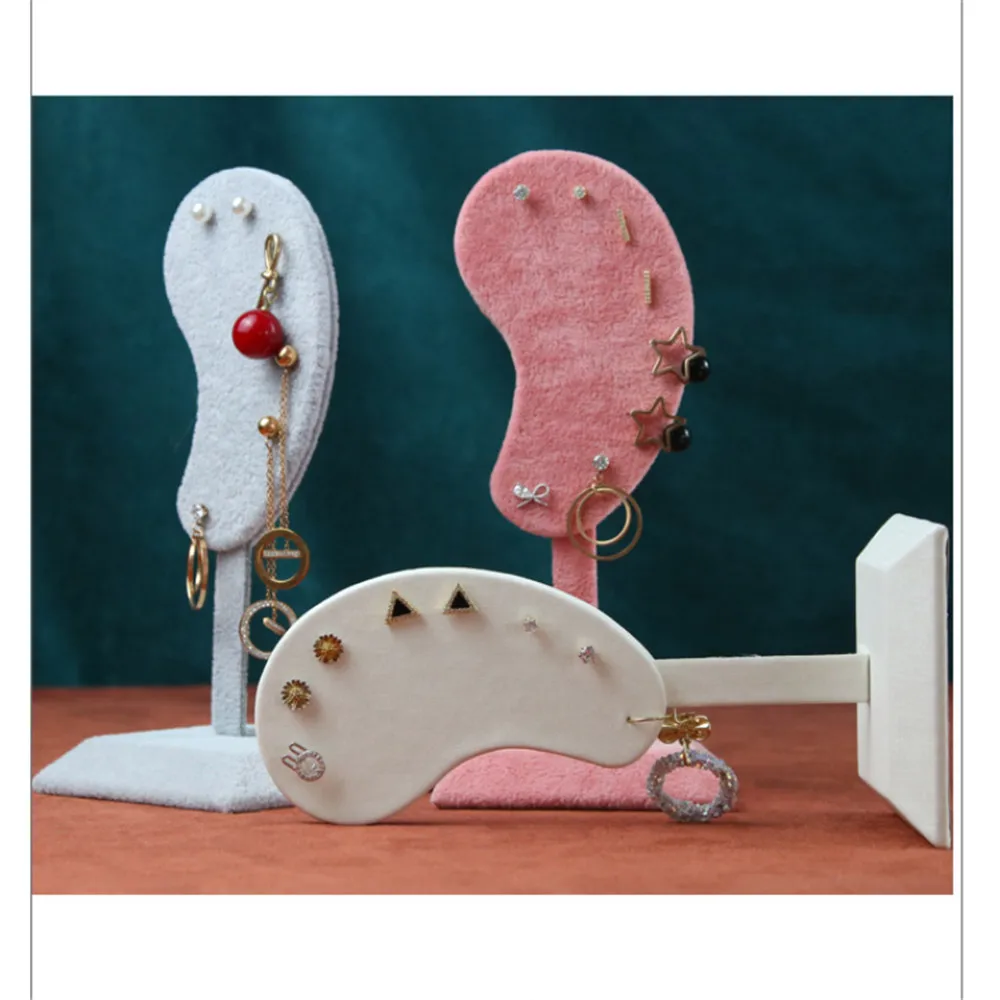 Fashion Earring Display Stand Ear Shaped Clip Stud Jewelry Organizer Microfiber Holder | Украшения и аксессуары