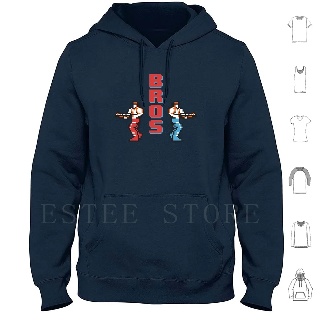 

8 Bit Contra Bros! Hoodie Long Sleeve 8bit 8 Bit Nes Pixel Pixel Art Classic 80s Arcade Snes Contra