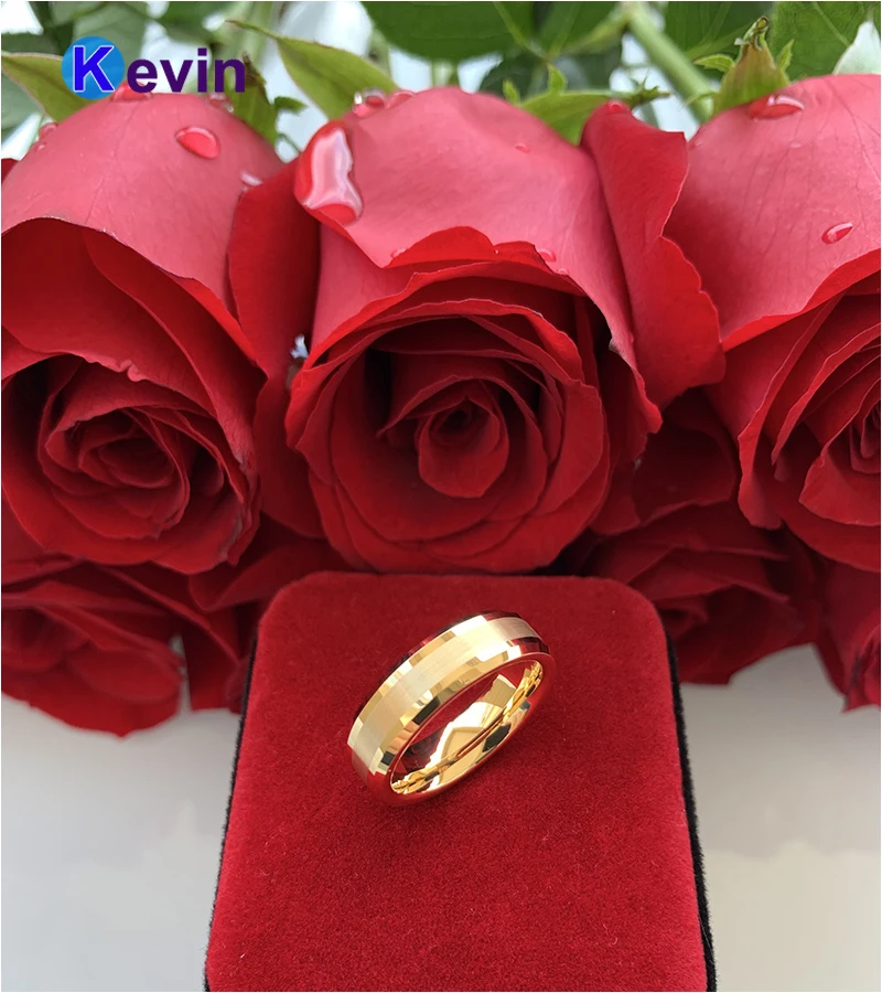Мужское женское мужское обручальное кольцо из карбида вольфрама скошенные края