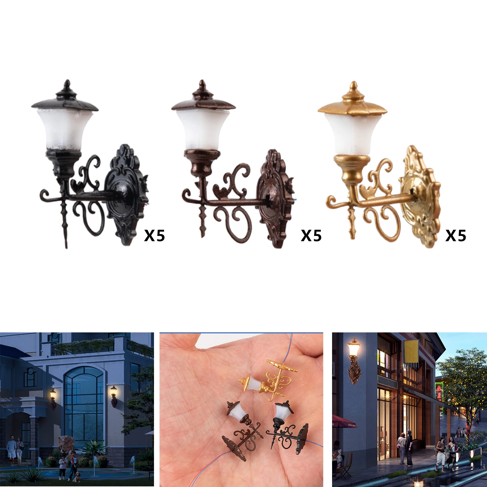

5x 1:87 Model Lamppost Wall Lights Garden Street Train Building Accessories