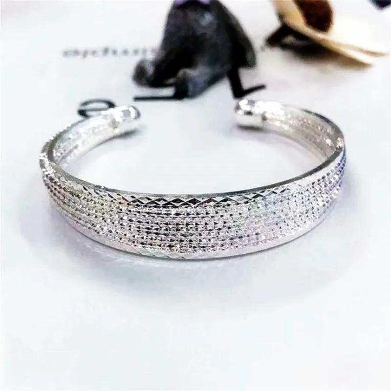 Новые модные браслеты с цветами и линиями посеребренные ювелирные изделия