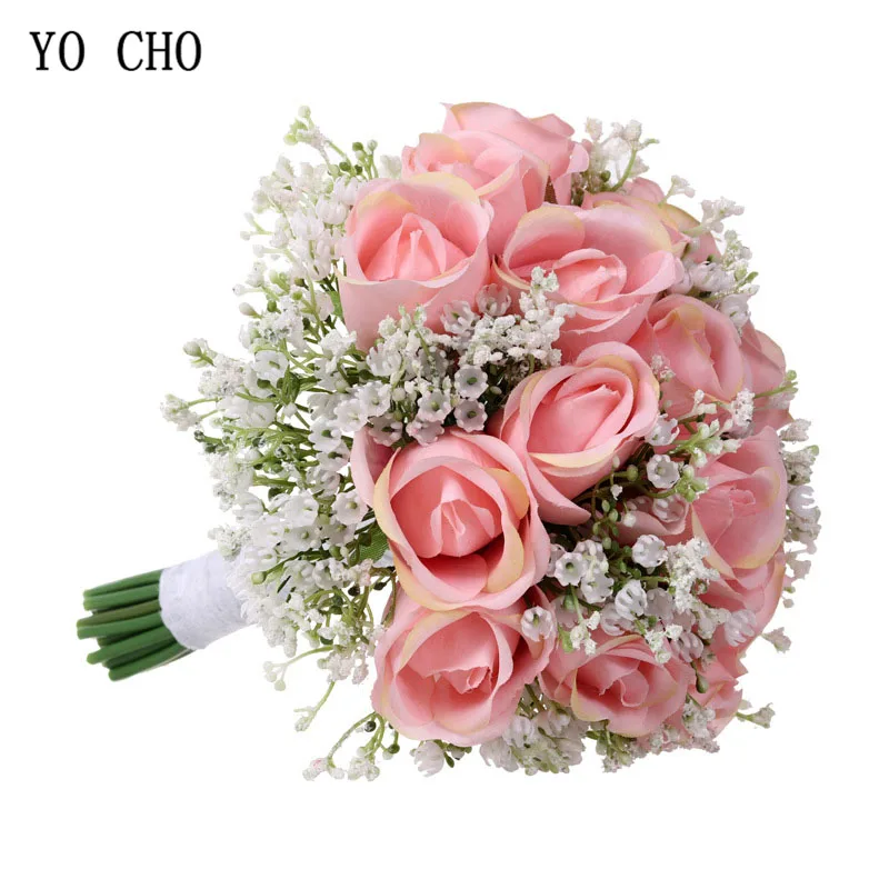 Букет розы YO CHO искусственный цветок шелковая розовая роза искусственные букеты
