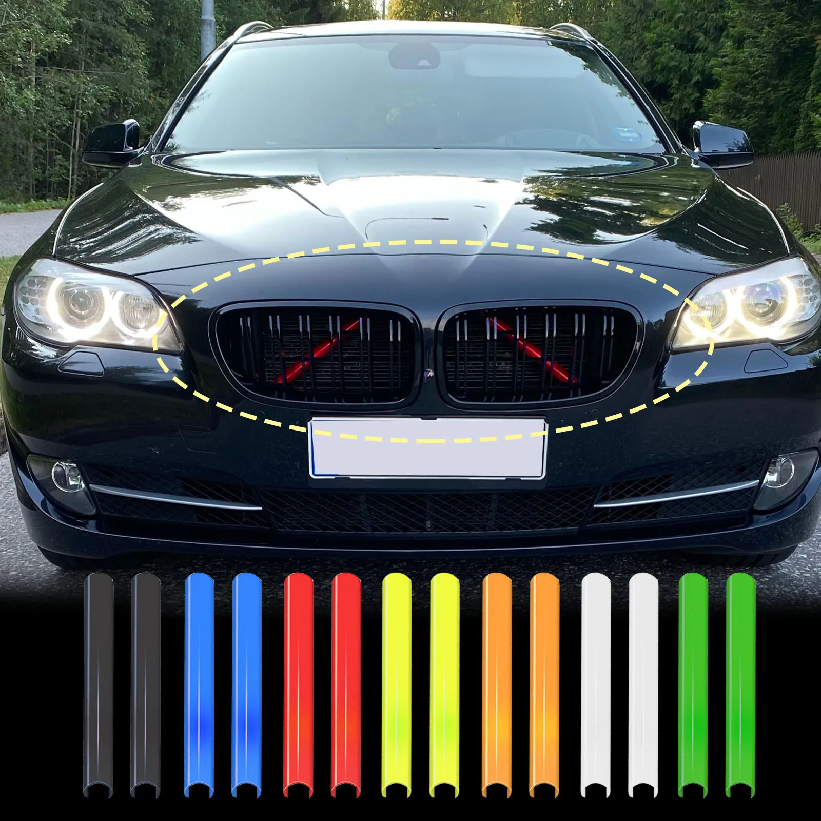 

Front Grille Trim Strips For BMWF30 F32 F20 F21 F22 F23 F30 F31 F32 F33 F44 F45 F46 G11 G12 G20 G21G28 Decorations Stickers Car
