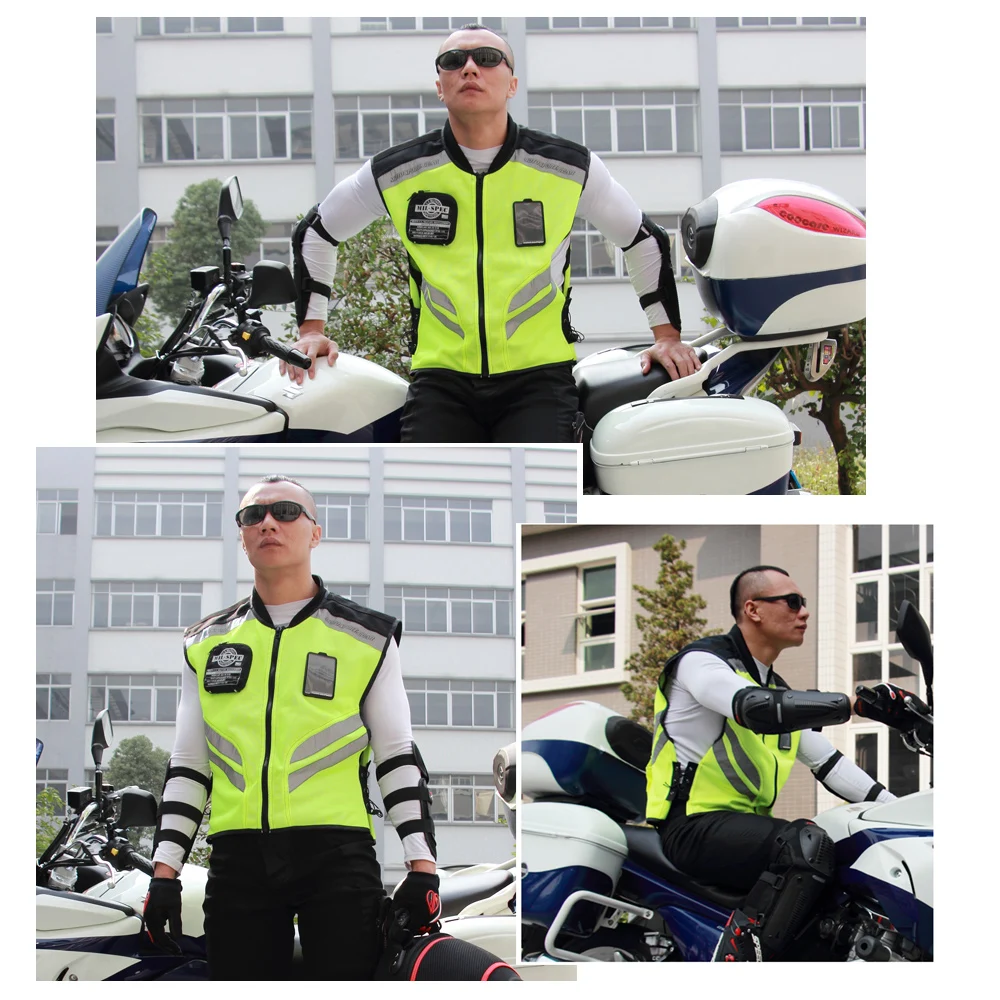 

High Visibility Fluorescent Riding Safety Vest Sports Reflective Vest Motorcycle Racing Sleeveless Jacket Moto Gear