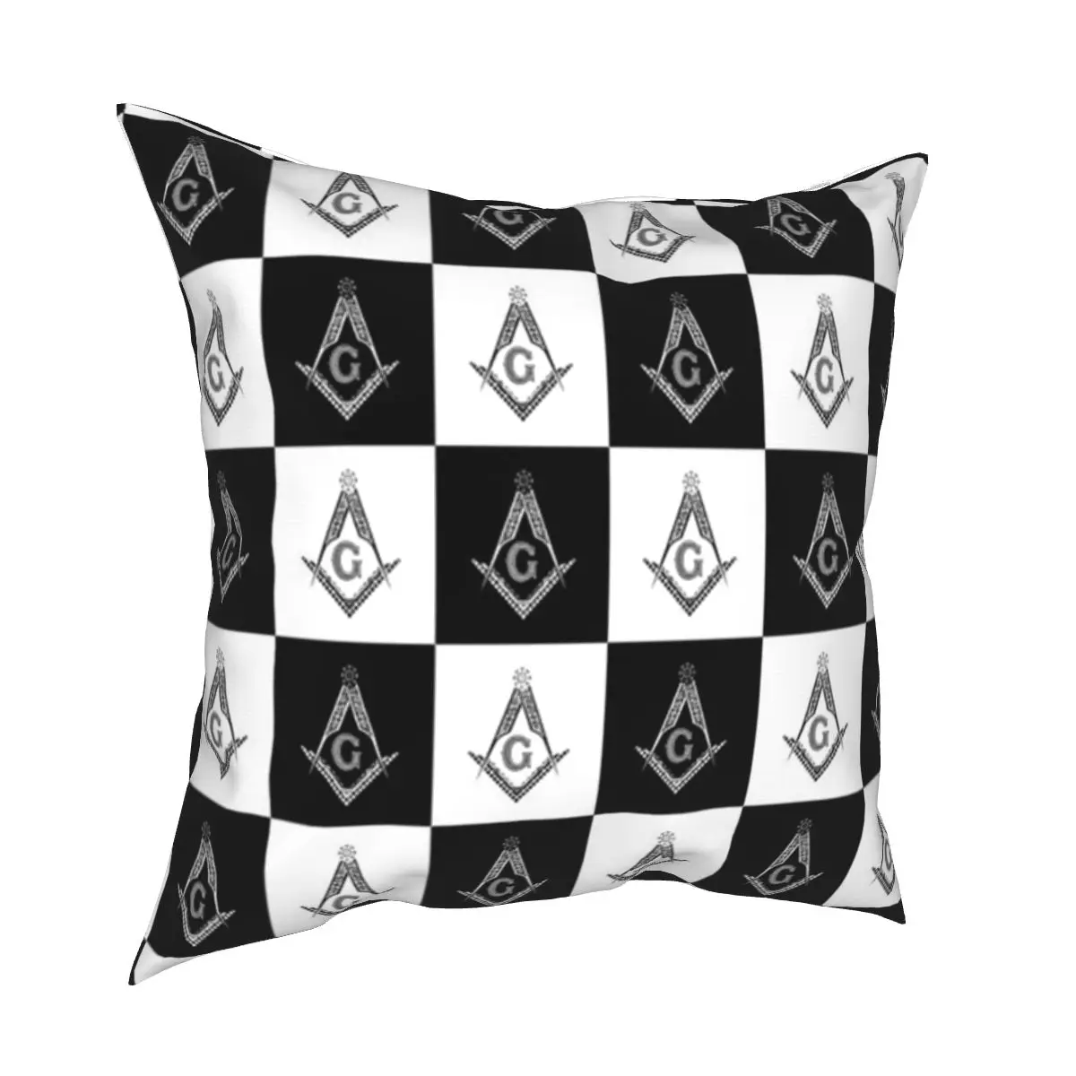 

Freemason Checkered Pattern Pillow Covers Car Masonic Mason Cushion Cover Cute Pillow Cover 40*40cm