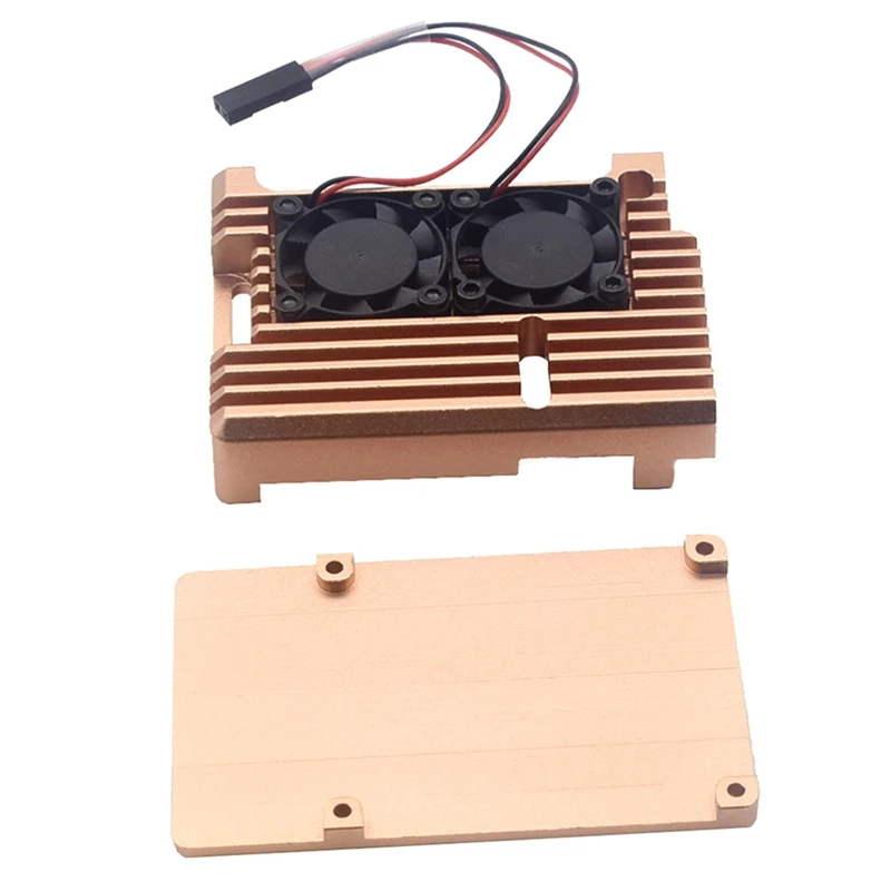 

Aluminum Case for Raspberry Pi 4B Auto Cooling Metal Case with Heatsink Thermal Adhesive and Dual Fans