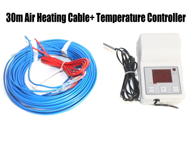 30m air heat cable Тепличные растения аквариум нагревательный кабель+ регулятор температуры разведение потепление провода термостат Подпольное Отопление почвы воздух горячей линии - Цвет: 30m air heat cable