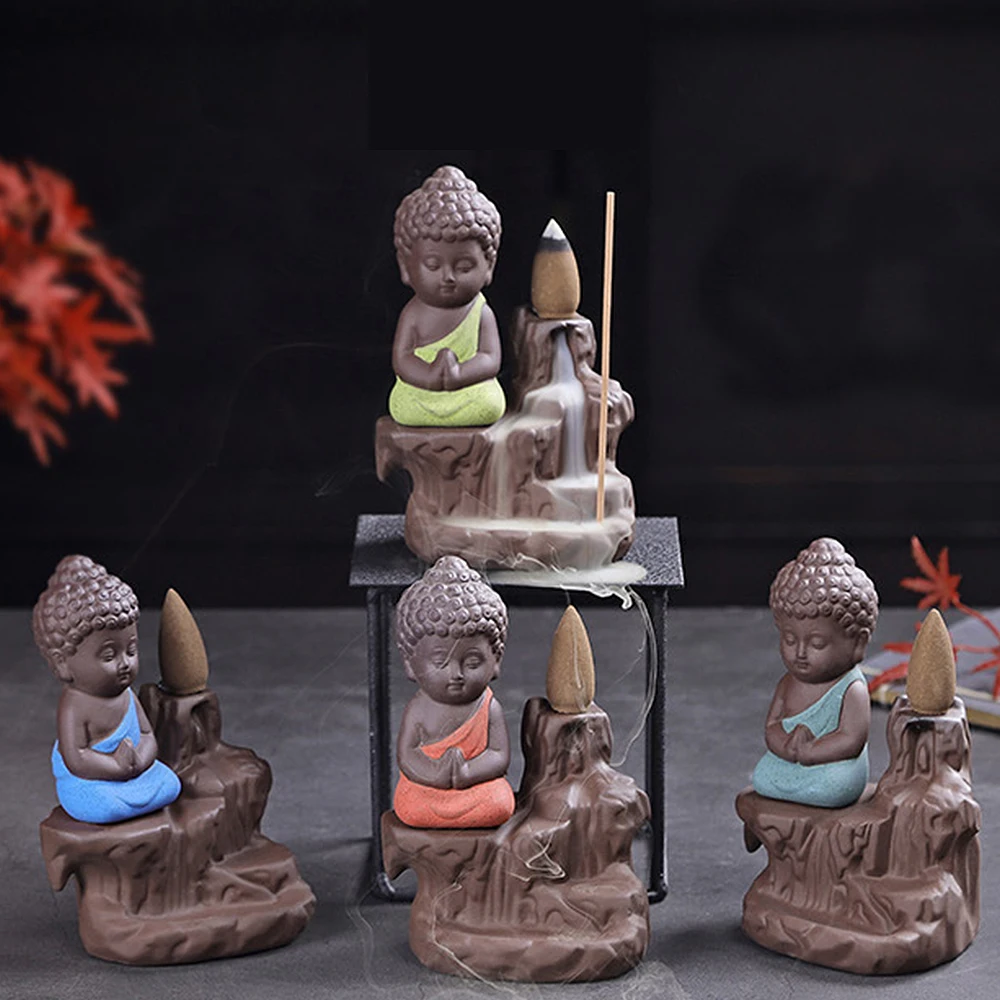 Малая статуя Будды Ладан горелка горная река ремесленных держатель Водопад кран