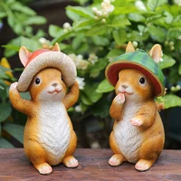 creative cute rabbit garden patio decor animal miniature figurines resin crafts kawaii room home decoration accessories
