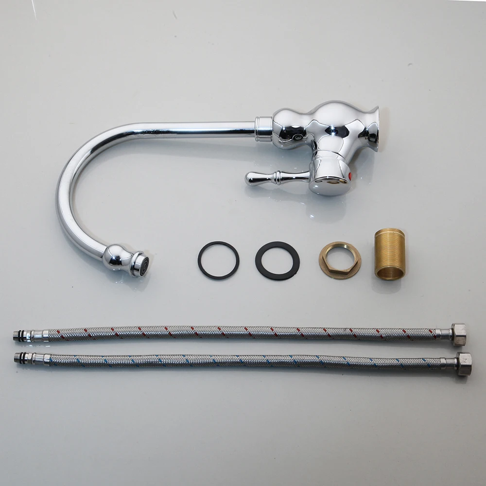 

JIENI 360 Degrees Chrome Brass Kitchen Mixer Basin Sink Faucet Swivel Kitchen Faucet Stainless Steel Water Mixer Tap