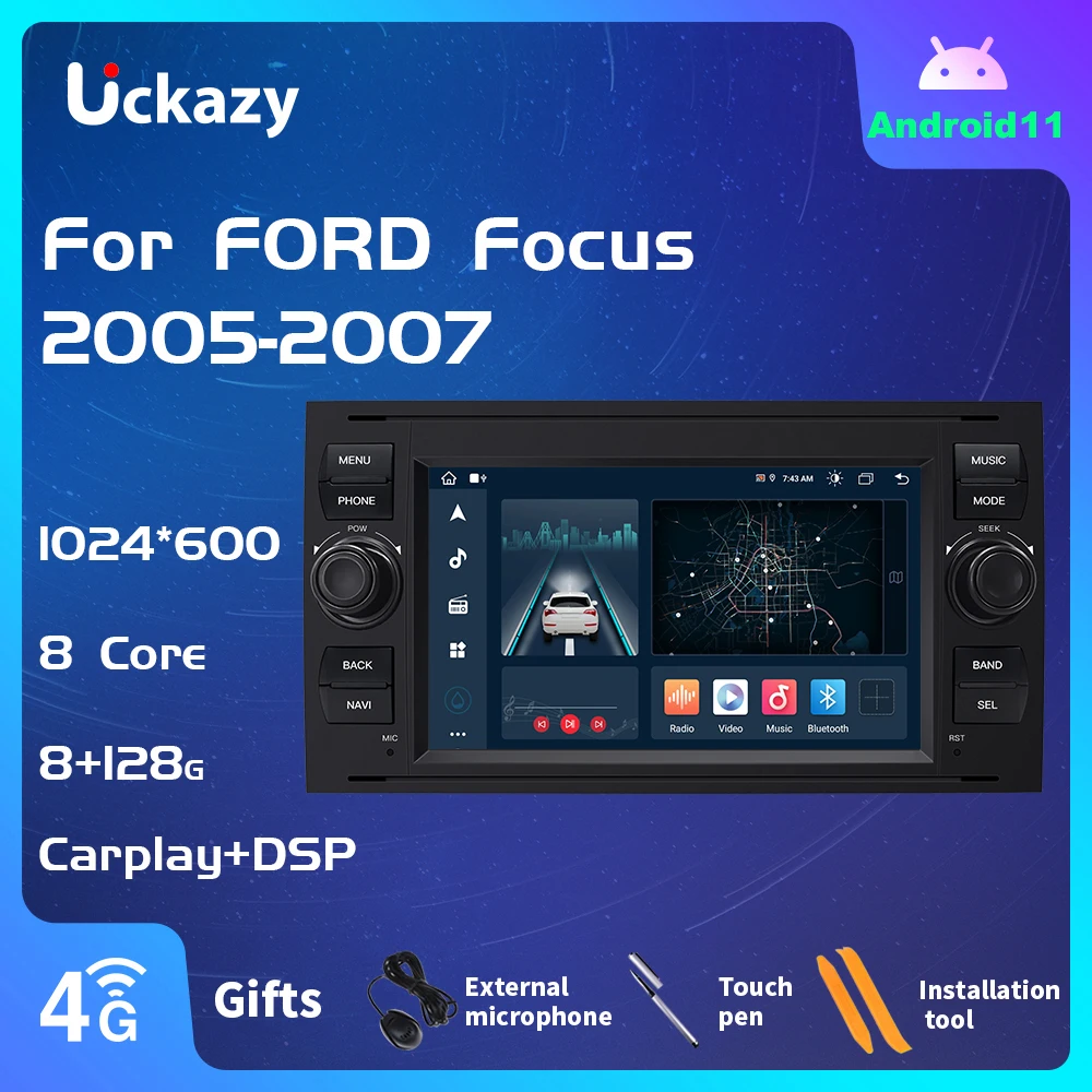 2 din Android 11 автомобильный мультимедиа для Ford Focus Fiesta Mondeo 4 C-Max S-Max FusionTransit Kuga Радио