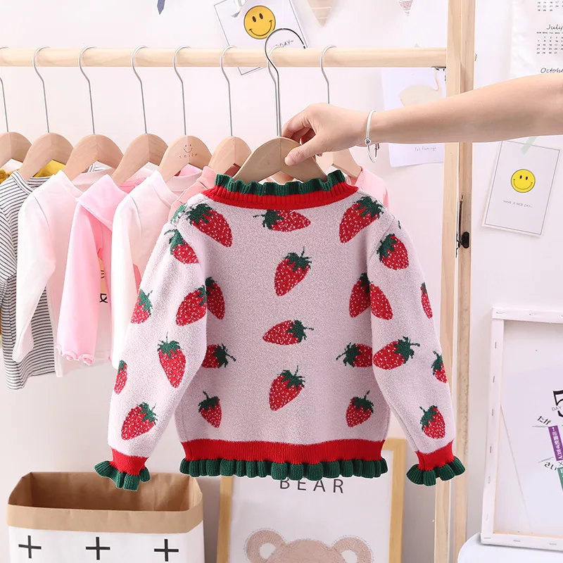 Зимний свитер для маленьких девочек Повседневный Детский кардиган с принтом