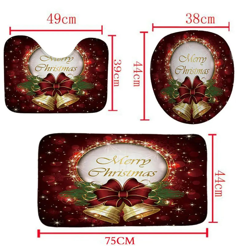 Современная ванная комната Рождественский колокольчик занавеска для душа 3 шт.